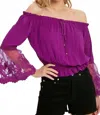 Bluivy Bell Sleeve Off Shoulder Top In Orchid Magenta In Multi