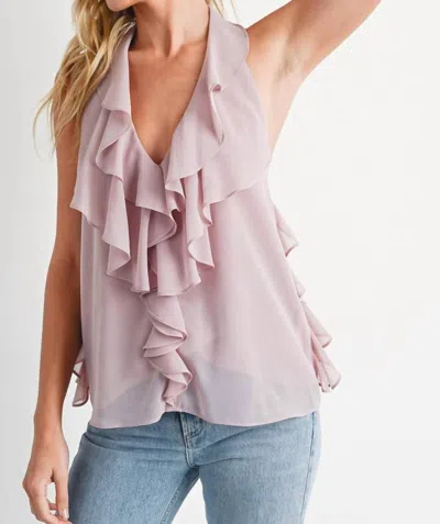 Bluivy Bi- Ruffled Halter Blouse In Dusty Pink