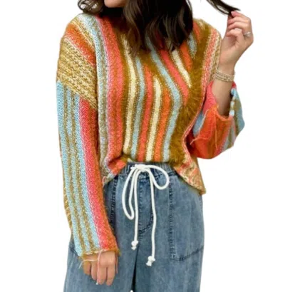 Bluivy Bohemian Print Sweater In Coral Combo