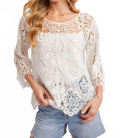 Bluivy Boho Sheer Crochet Top In Ivory In White
