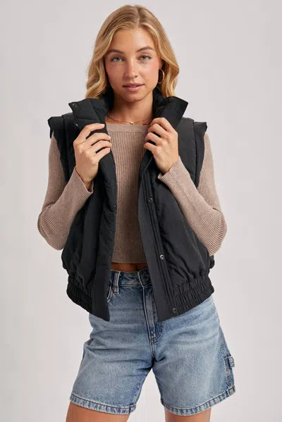 Bluivy Bomber Style Puffer Vest In Black