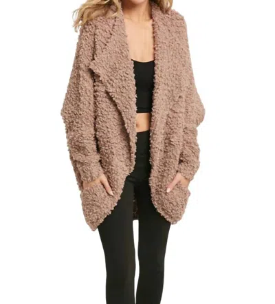Bluivy Boucle Comfy Cocoon Cardigan In Mushroom In Grey