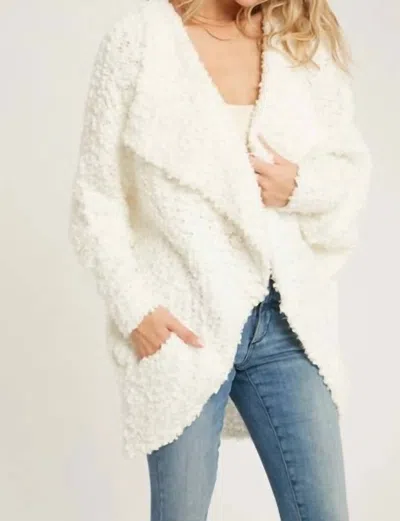 Bluivy Boucle Yarn Cocoon Cardigan Sweater In Ivory In Multi