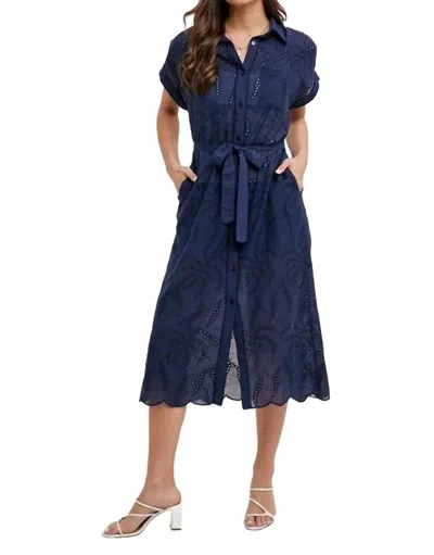 Bluivy Brandi Boho Eyelet Dress In Blue