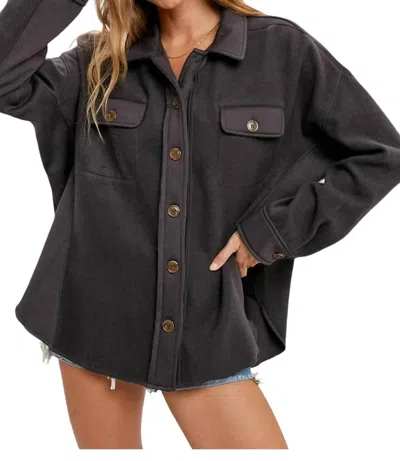 Bluivy Brushed Terry Shacket In Charcoal In Black