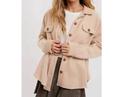 Bluivy Brushed Terry Shacket In Latte Tan In Multi