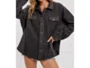 Bluivy Brushed Terry Shacket In Charcoal In Grey