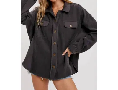 Bluivy Brushed Terry Shacket In Smoke Grey