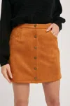 Bluivy Ainsley Button Up Suede Mini Skirt In Camel In Brown