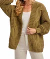 Bluivy Cable Knit Cardigan In Olive In Green