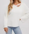 Bluivy Callie Strappy Front Fuzzy Sweater In Ivory In Animal Print