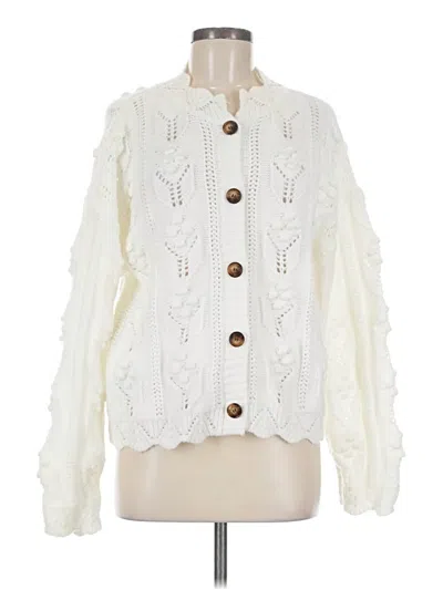 Pre-owned Bluivy Cardigan Sweater In White