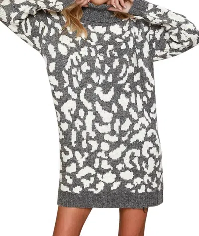 Bluivy Charisse Turtleneck Sweater Dress In Gray