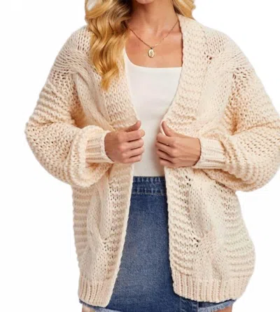 Bluivy Chunky Cable Knit Sweater Cardigan In Cream In Neutral