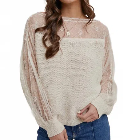 Bluivy Clara Lace Sweater In Cream In White