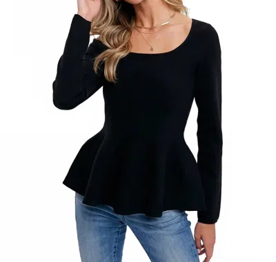 Bluivy Clare Peplum Knit Top In Black