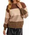 Bluivy Color Block Knit Sweater In Mocha Combo In Multi