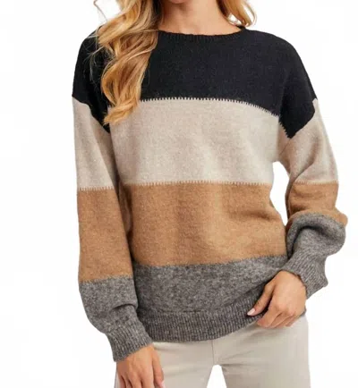 Bluivy Color Block Knit Sweater Pullover In Black Combo In Multi