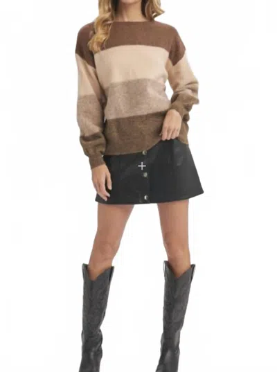 Bluivy Color Block Sweater In Brown