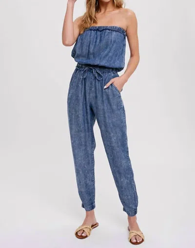Bluivy Comfy Washed Tube Denim Jumper In Acid Wash In Blue