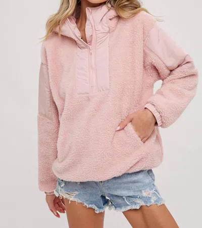 Bluivy Contrast Hoodie In Dusty Pink