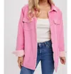 Bluivy Corduroy Sherpa Lined Jacket In Barbie Pink