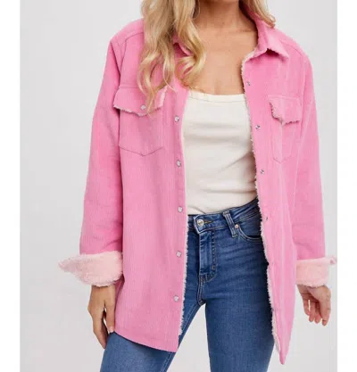 Bluivy Corduroy Sherpa Lined Jacket In Barbie Pink In Multi