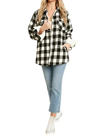 Bluivy Cristal Plaid Sherpa Lined Shacket In White