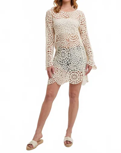 Bluivy Crochet Beach Dress In Natural In White