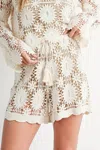 Bluivy Crochet Drawstring Shorts In Ivory In Neutral