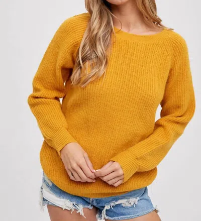 Bluivy Crochet Lace Cross Back Pullover In Mustard In Yellow