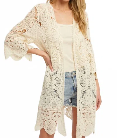 Bluivy Crochet Lace Kimono Cardigan In Natural