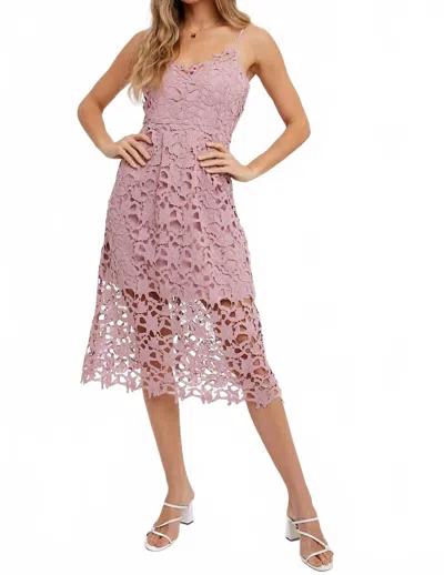 Bluivy Crochet Lace Midi Dress In Rose In Pink