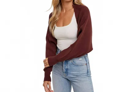 Bluivy Cropped Shrug Knit Sweater In Chocolate In Brown