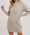 Bluivy Delaney Chunky Waffle Hoodie Tunic Dress In Oatmeal In White
