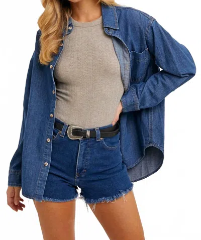 Bluivy Demi Button-down Long Sleeve Top In Blue