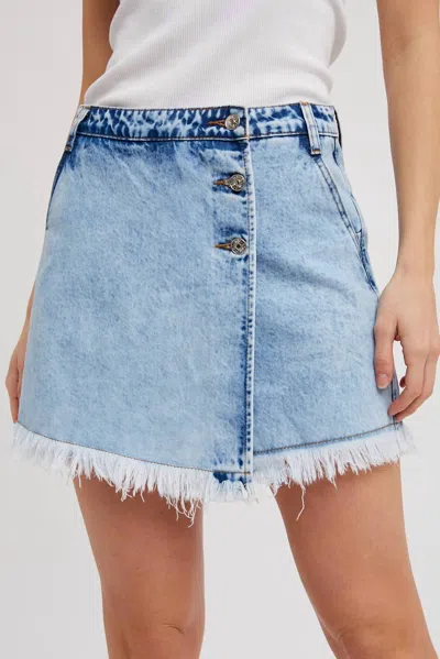 Bluivy Denim Frayed-trim Skort In Lt. Wash In Multi