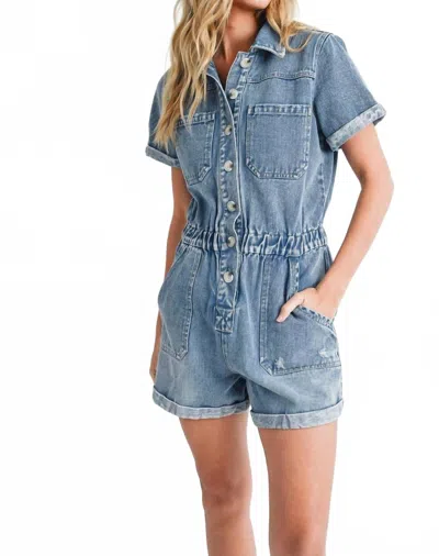 Bluivy Denim Romper In Medium Wash In Blue
