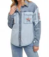 Bluivy Denim Star Patchwork Shirt In Blue In Blue