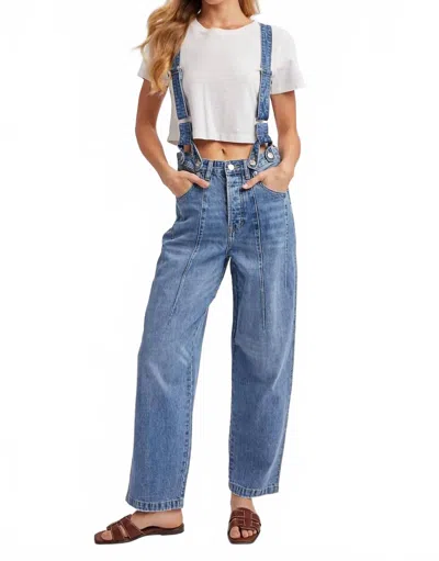 Bluivy Detachable Suspender Jeans In Light Wash In Blue