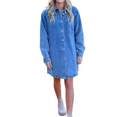 Bluivy Downtown Denim Mini Shirt Dress In Blue