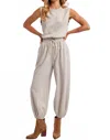 Bluivy Drawstring Waist Sleeveless Active Jumpsuit In Ecru In Gray