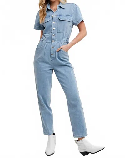 Bluivy Elena Denim Jumpsuit In Light Wash In Blue