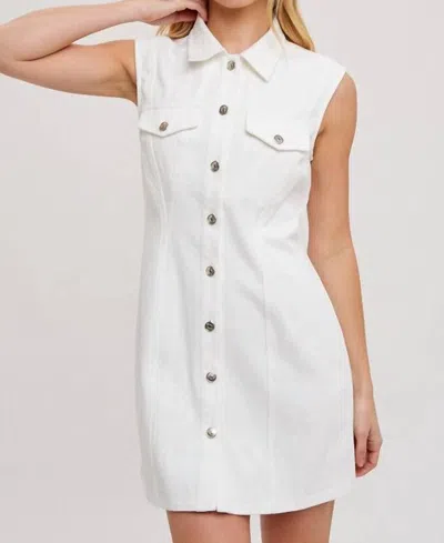 Bluivy Emmie Denim Mini Dress In Ivory In Multi