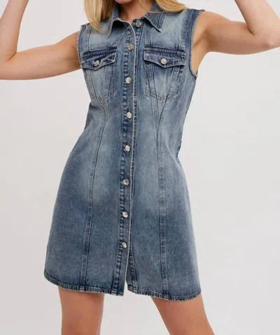 Bluivy Emmie Denim Mini Dress In Medium Wash In Multi