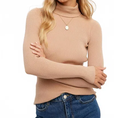 Bluivy Essential Rib Turtle Neck Pullover In Latte In Neutral