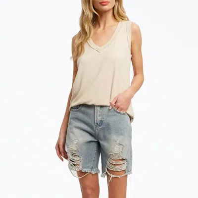Bluivy Essential Ribbed Stretch-jersey Sleeveless Top In Neutral
