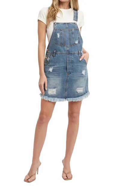 Bluivy Faded Overall Dress In Dirty Wash In Blue
