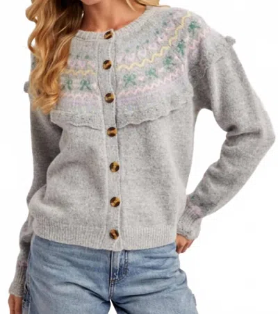 Bluivy Fair Isle Knit Sweater In Grey Marl In Gray