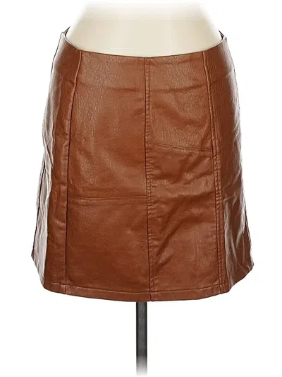 Pre-owned Bluivy Faux Leather Skirt In Brown